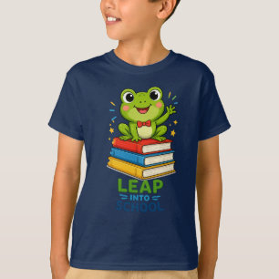 Camiseta Cute Frog Salta Para a Escola Crianças Volta às Au