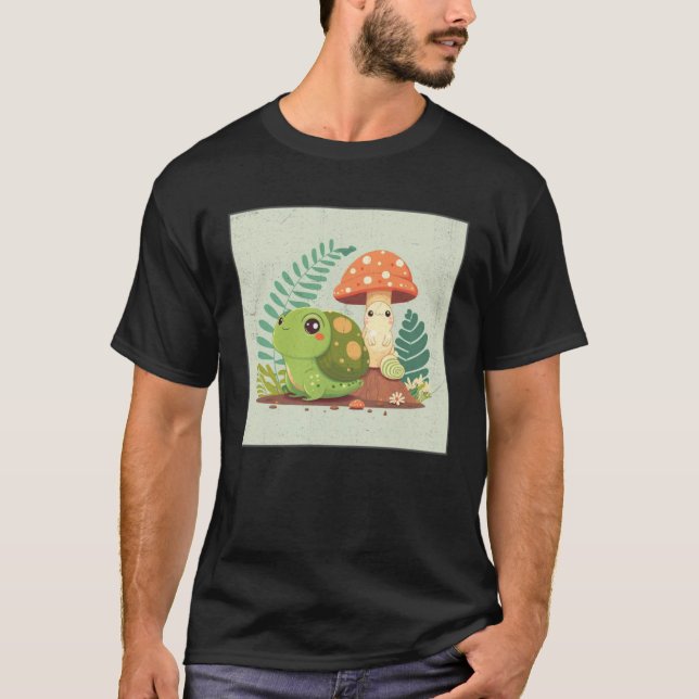 Camiseta Cute Frog Snail Illustration Shell Friends Women K (Frente)