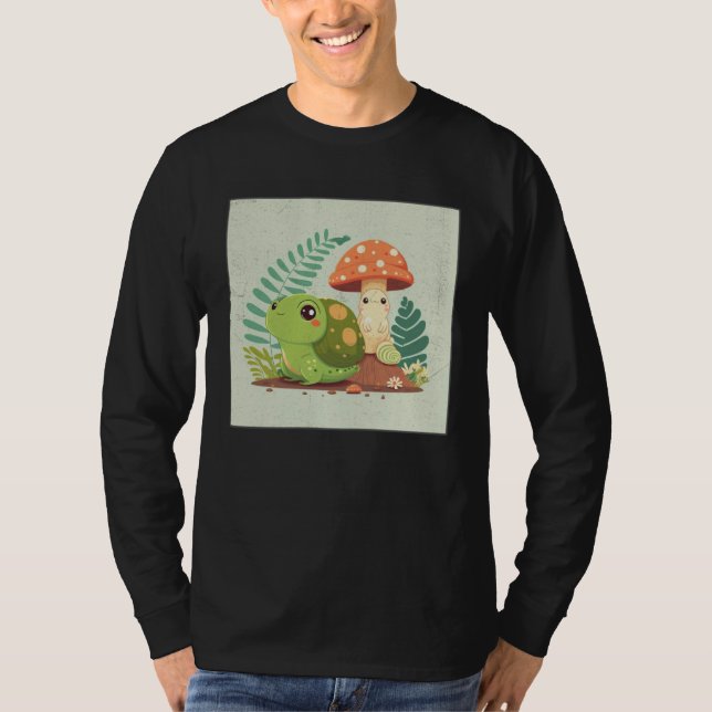 Camiseta Cute Frog Snail Illustration Shell Friends Women K (Frente)