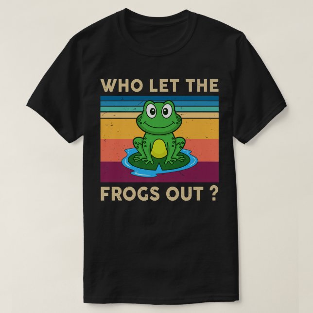 Camiseta Cute Frog Who Let The Frogs Out Kids Boy Toddler H (Frente do Design)
