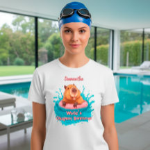 Cute Funny Capybara World's Okayest Swimmer Kids