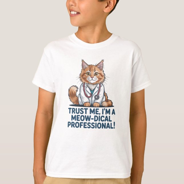 Camiseta Cute Funny Cat Medical Pun Illustration (Frente)