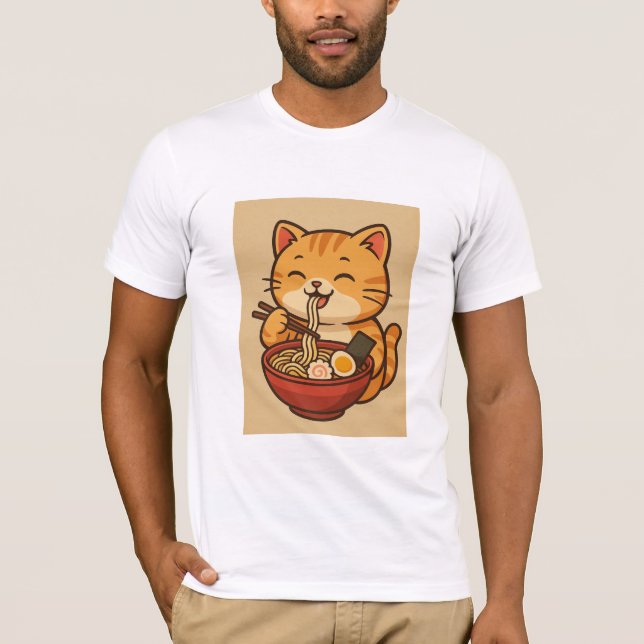 Camiseta Cute Funny Cat Ramen | Graphic Tee (Frente)