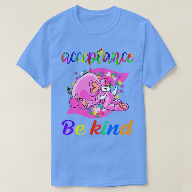 Camiseta Cute Funny Elephant Autism Awarness Kids Be Kind (Frente do Design)