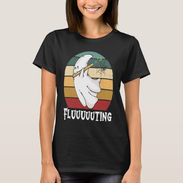 Camiseta Cute & Funny Halloween Ghost Flute & Fluting  2 (Frente)