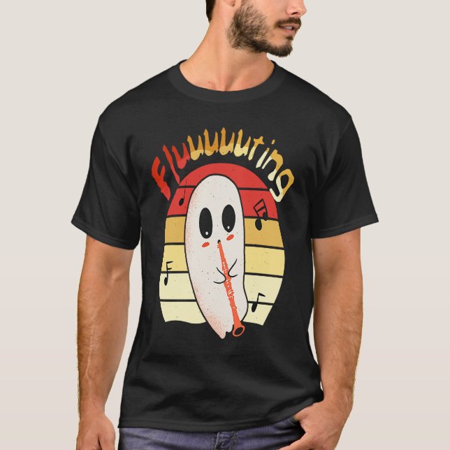 Camiseta Cute & Funny Halloween Ghost Flute & Fluting  4 (Frente)