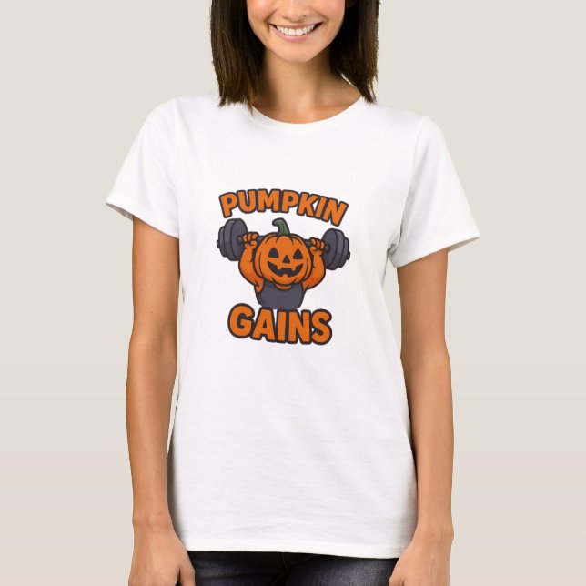 Camiseta Cute & Funny Halloween Gym Pumpkin Tee (Frente)