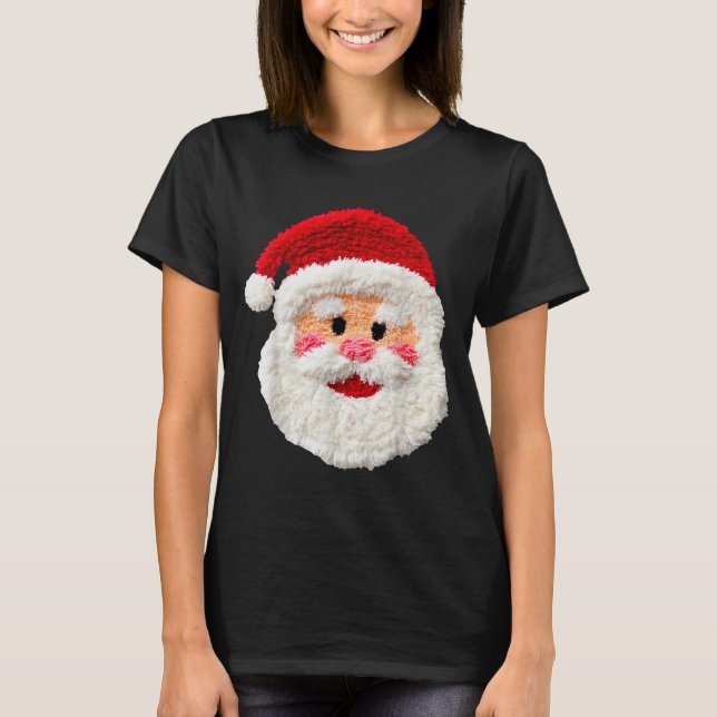 Camiseta Cute Funny Preppy Faux Yarn Santa Claus Face Merry (Frente)