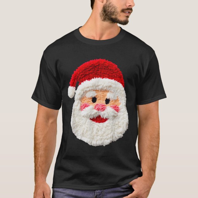 Camiseta Cute Funny Preppy Faux Yarn Santa Claus Face Merry (Frente)