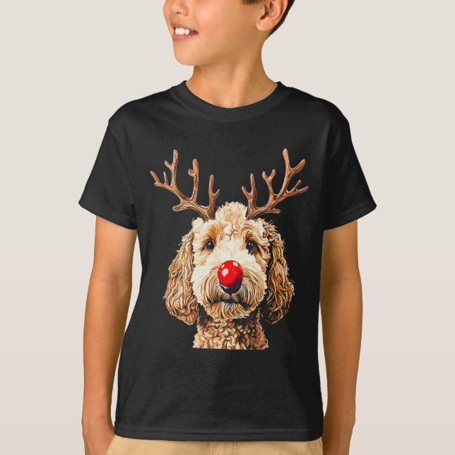 Camiseta Cute Funny Reindeer Santa Goldendoodle Christmas T (Frente)