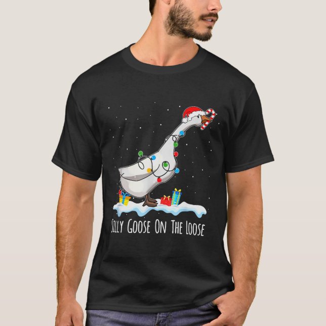 Camiseta Cute Funny Santa Duck Silly Goose On The Loose Chr (Frente)