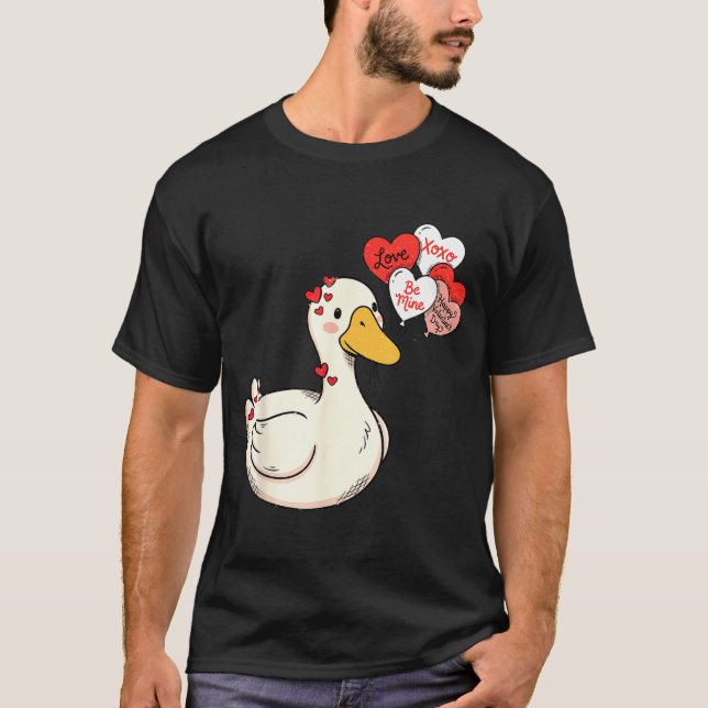 Camiseta Cute Funny Valentine Silly Gooses Duck Love Matchi (Frente)
