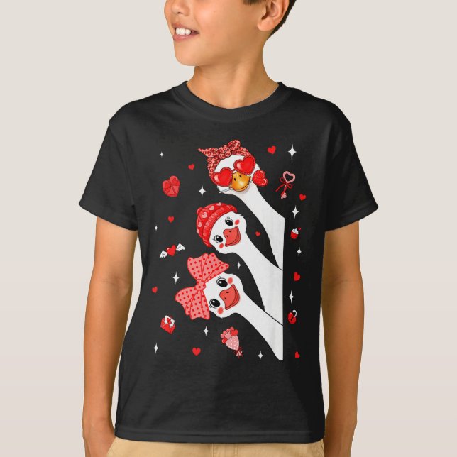 Camiseta Cute Funny Valentine Silly Gooses Heart Love Match (Frente)