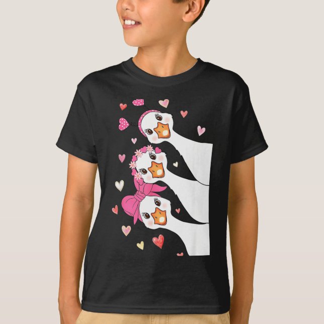 Camiseta Cute Funny Valentine Silly Gooses Heart Love Match (Frente)