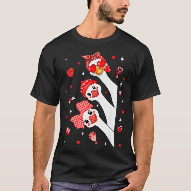 Camiseta Cute Funny Valentine Silly Gooses Heart Love Match (Frente)
