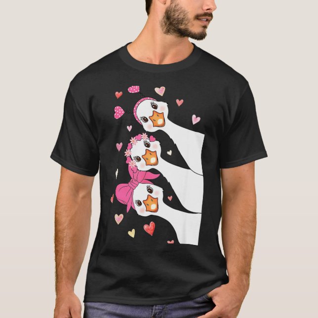 Camiseta Cute Funny Valentine Silly Gooses Heart Love Match (Frente)