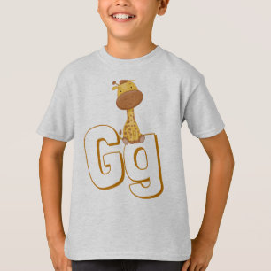 Camiseta Cute G Para Girafa - Crianças ABCD Alfabeto Inglês