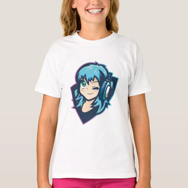 Camiseta Cute Gamer Anime Girl Music (Frente)