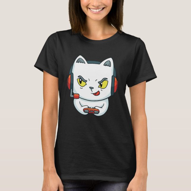Camiseta Cute Gaming Cat Video Game (Frente)