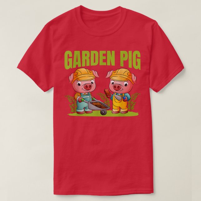 Camiseta cute gardeners garden pig nature plant gardener  (Frente do Design)