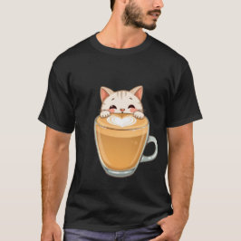 Camiseta Cute Gato Branco Latte Arte Café Coração ✨🐾☕