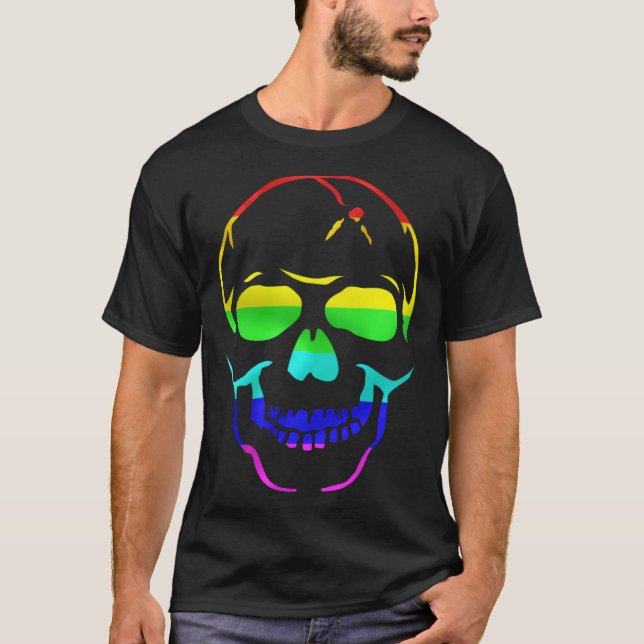 Camiseta Cute Gay Pride Rainbow Flag Sugar Skull (Frente)