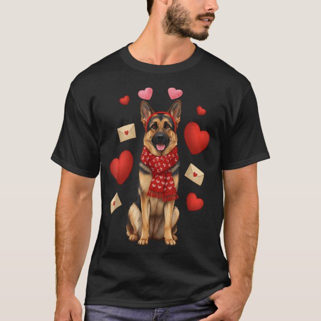 Camiseta Cute German Shepherd Valentine’s Day Dog Mom - Ger (Frente)