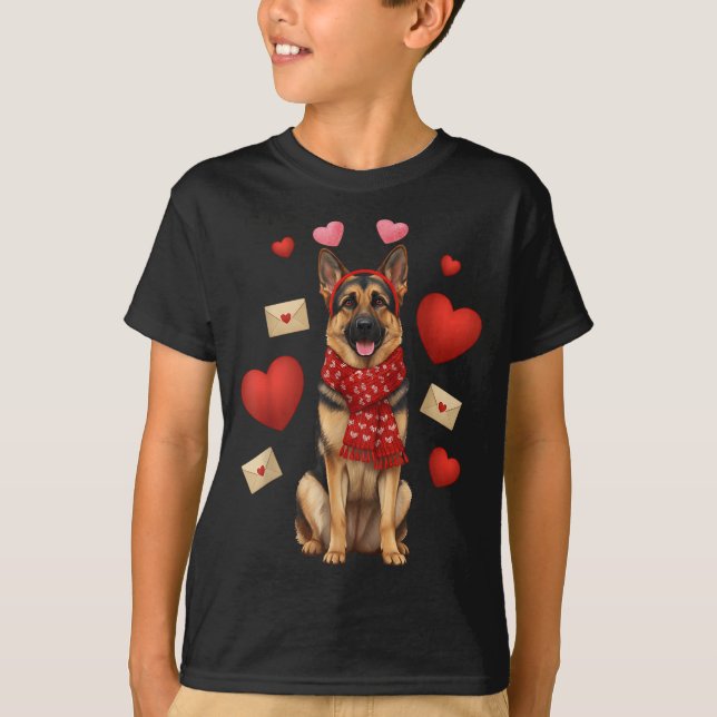Camiseta Cute German Shepherd Valentine’s Day Dog Mom - Ger (Frente)