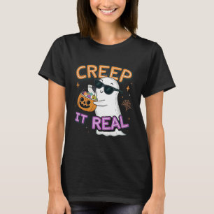 Camiseta Cute Ghost “Creep It Real” – Piada Divertida de Ha
