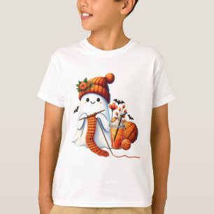 Camiseta Cute Ghost Crochet Knitting Amante Café de Hallowe