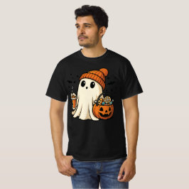 Camiseta Cute Ghost with Candy & Pumpkin Drink