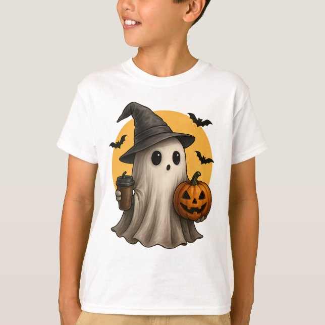 Camiseta Cute Ghost with Pumpkin Halloween T-Shirt 👻 (Frente)
