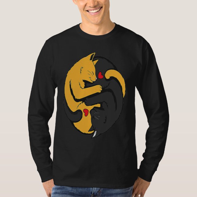 Camiseta Cute Ginger Cat Black Kitten Love Valentines Day (Frente)