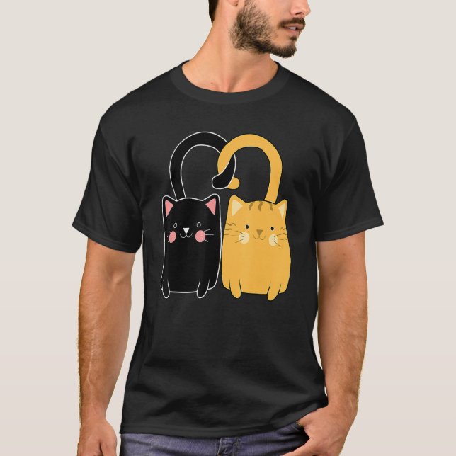 Camiseta Cute Ginger Cat Black Kitten Love Valentines Day G (Frente)