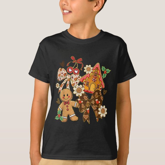 Camiseta Cute Gingerbread Christmas Preppy Coquette Holiday (Frente)