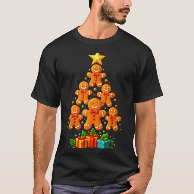 Camiseta Cute Gingerbread Christmas Tree Holiday Funny Xmas (Frente)