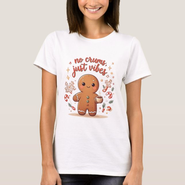 Camiseta Cute Gingerbread Holiday Vibes Christmas T-Shirt (Frente)