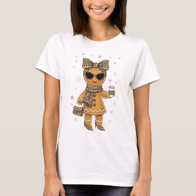 Camiseta Cute Gingerbread Leopard Cookies Lover (Frente)