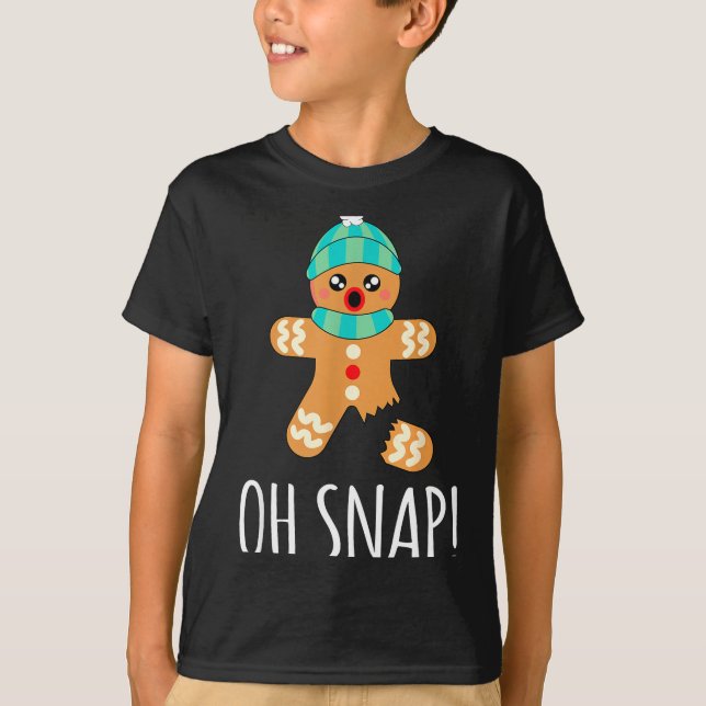 Camiseta Cute Gingerbread Man Funny Christmas Oh Snap  (Frente)