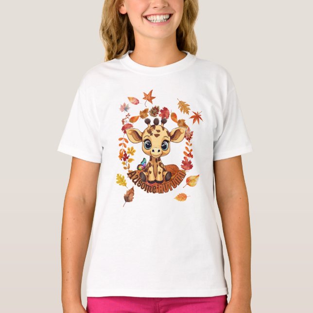Camiseta Cute Giraffe “Autism Awesome Autumn” (Frente)