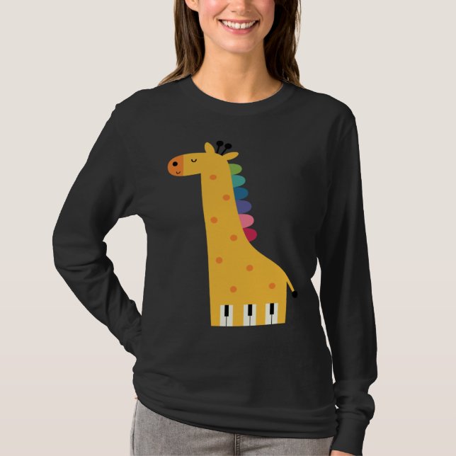 Camiseta Cute Giraffe Piano Music (Frente)
