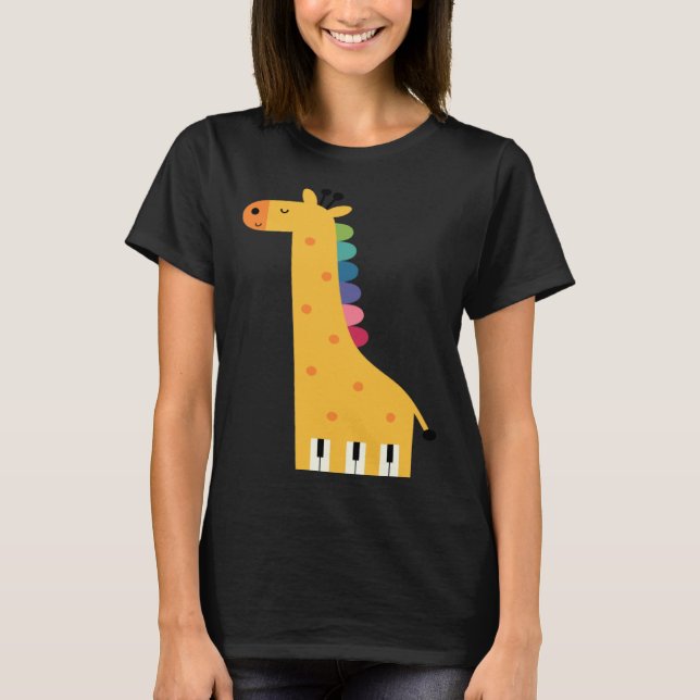 Camiseta Cute Giraffe Piano Music (Frente)