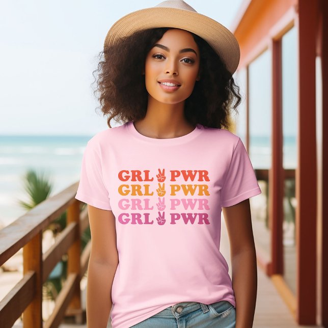 Camiseta Cute Girl Power Peace Sign (Criador carregado)