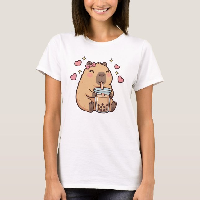 Camiseta Cute Girls Capybara Ramen Kawaii Tea Kawaii Capy  (Frente)
