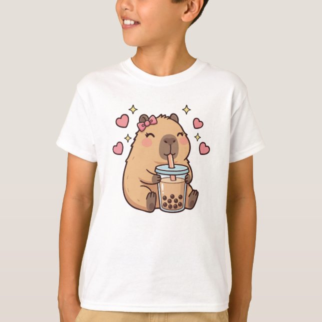 Camiseta Cute Girls Capybara Ramen Kawaii Tea Kawaii Capy  (Frente)