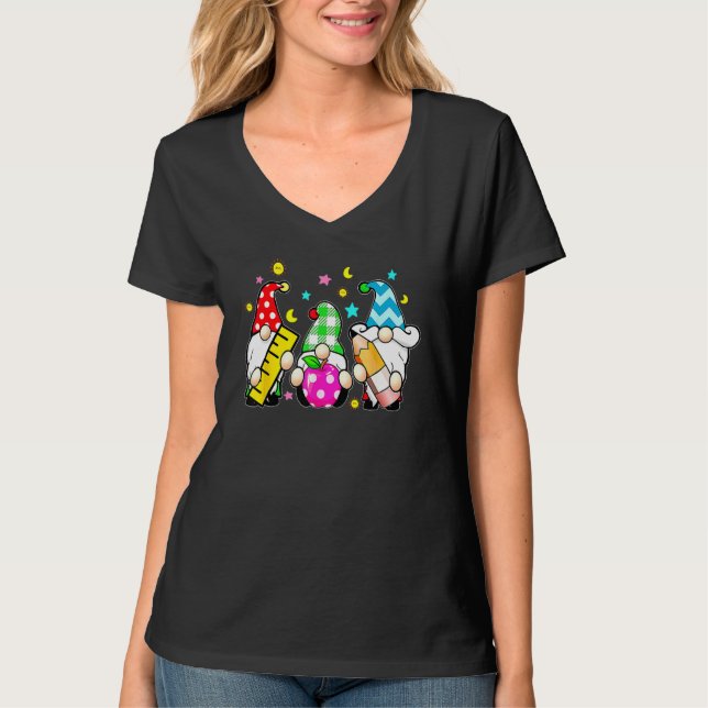 Camiseta Cute Gnomes Back To School  Teacher And Students (Frente)
