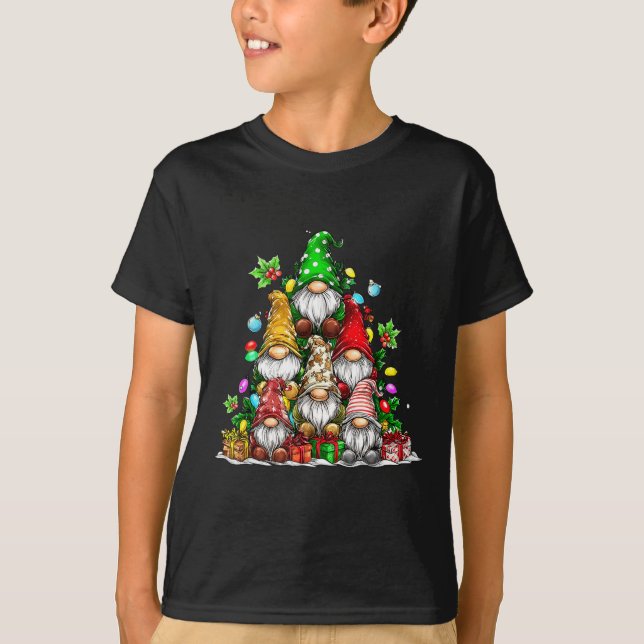 Camiseta Cute Gnomes Christmas Tree Lights Gnomies Gnome Xm (Frente)