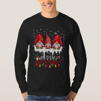 Camiseta Cute Gnomes Merry Christmas Light Family Gnome Xma