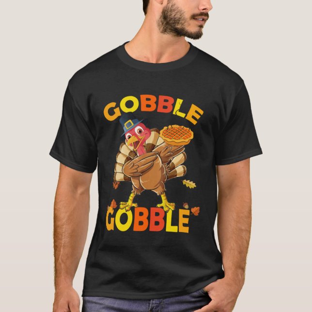Camiseta Cute Gobble Gobble Turkey Pilgrim Little Boys Than (Frente)