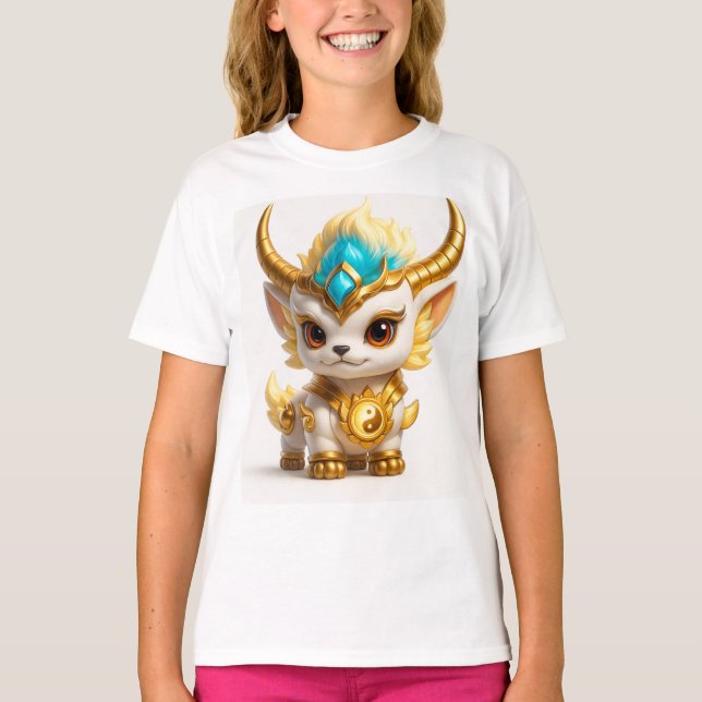 Camiseta Cute Golden Ram Fantasy T-Shirt – Adorable Mythica (Frente)